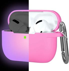 img 4 attached to 🎧 Защитный силиконовый чехол для AirPods Pro с карабином - Hamile Hamile Compatible | Ударопрочный чехол для зарядного кейса Apple AirPods Pro 2019 в розовой цветовой гамме "Rose-Night Glow Purple".