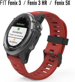 img 3 attached to Ремешок из кремния MoKo для Garmin Fenix 3/Fenix 5X - темно-красный запасной