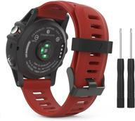 ремешок из кремния moko для garmin fenix 3/fenix 5x - темно-красный запасной логотип