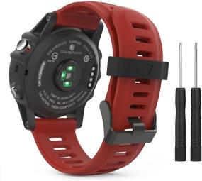 img 4 attached to Ремешок из кремния MoKo для Garmin Fenix 3/Fenix 5X - темно-красный запасной