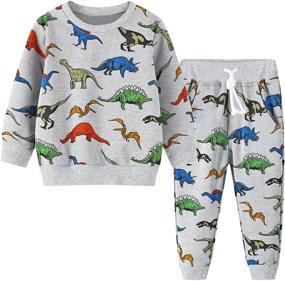 img 4 attached to 👕 Boys' Playwear Set: Toddler Sweatshirt and Sweatpants Combo