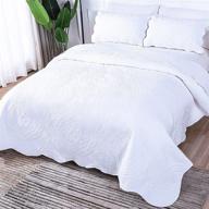 🛏️ 108 x 90 king size lightweight bed blanket - all-season microfiber coverlet for winter and summer, includes 2 pillow shams. white blanket for sofa, couch, bed, camping, and travel, washable. logo
