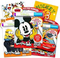 🖍️ disney mickey magic ink coloring book set - 3 imagine ink books for kids toddlers featuring mickey mouse, disney cars, and minions with invisible ink pens and mickey mouse stickers - mess-free coloring логотип