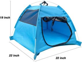 img 2 attached to 🐱 Breathable KUDES Cat Dog Tent House, Small Medium Pets Puppy Kennel - Folding Dog Cat Bed Pad Cage for Indoor Outdoor - Pop Up Dog Cat Tent Traveling Camping Beach Sun Shelter (Blue)