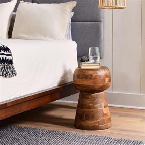 img 2 attached to 🛋️ Modern Boho Bedroom or Living Room Accent Table – Main + Mesa Natural Mango Wood End, Nightstand, or Stool