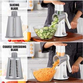 img 3 attached to 🧀 SWATOW Cheese Grater: 5-in-1 Rotary Grater with Stainless Steel Drum Blades - Ultimate Kitchen Tool for Shredding Cheese, Fruits, Vegetables, Nuts and More (White)