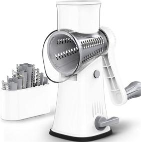 img 4 attached to 🧀 SWATOW Cheese Grater: 5-in-1 Rotary Grater with Stainless Steel Drum Blades - Ultimate Kitchen Tool for Shredding Cheese, Fruits, Vegetables, Nuts and More (White)