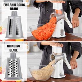 img 2 attached to 🧀 SWATOW Cheese Grater: 5-in-1 Rotary Grater with Stainless Steel Drum Blades - Ultimate Kitchen Tool for Shredding Cheese, Fruits, Vegetables, Nuts and More (White)