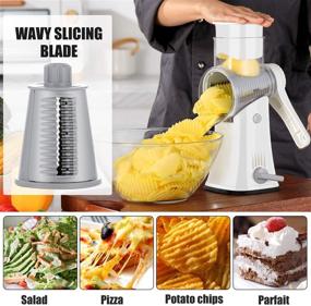 img 1 attached to 🧀 SWATOW Cheese Grater: 5-in-1 Rotary Grater with Stainless Steel Drum Blades - Ultimate Kitchen Tool for Shredding Cheese, Fruits, Vegetables, Nuts and More (White)