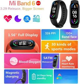 img 3 attached to 📱 Xiaomi Mi Band 6: 1.56" Full Touch Screen Fitness Tracker with Heart Rate, Blood Oxygen, and Waterproof Design - Black