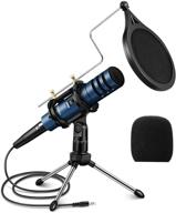 🎤 eivotor condenser microphone: plug & play recording mic for gaming, podcasting, and youtube - dual-layer pop filter and anti-slip mic stand included logo