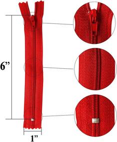 img 1 attached to 🔴 High-Quality KGS 6 inch Nylon Zipper for Sewing Crafts – 100 pcs/Pack (Vibrant Red)