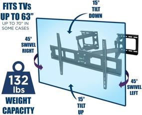img 2 attached to 📺 Установка Mount-It! Премиум угловой поворотный кронштейн для телевизора - полностью подвижный кронштейн для настенного крепления плоских панельных экранов от 37 до 63 дюймов - VESA до 800x400, вместимость 132 фунта, черный