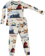 📚 books to bed boys pajamas: steam train dream train - dinosaur & animal pj set for toddler & big boys logo