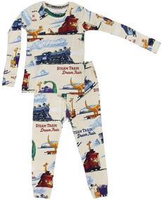 img 4 attached to 📚 Books to Bed Boys Pajamas: Steam Train Dream Train - Dinosaur & Animal PJ Set for Toddler & Big Boys