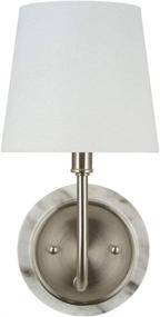 img 2 attached to ✨ Stone & Beam Contemporary White Marble Wall Sconce: Elegant 1-Light Fixture with Linen Shade, LED Bulb Included - 13.5"H Brushed Nickel Design