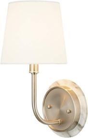 img 3 attached to ✨ Stone & Beam Contemporary White Marble Wall Sconce: Elegant 1-Light Fixture with Linen Shade, LED Bulb Included - 13.5"H Brushed Nickel Design