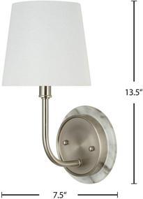 img 1 attached to ✨ Stone & Beam Contemporary White Marble Wall Sconce: Elegant 1-Light Fixture with Linen Shade, LED Bulb Included - 13.5"H Brushed Nickel Design