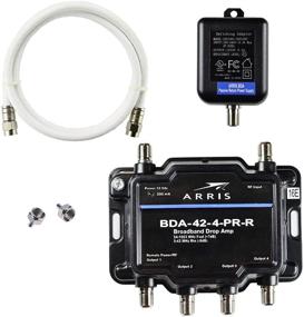img 1 attached to Enhance Cable TV, Satellite HDTV Signals: Arris 4-Port Bi-Directional Amplifier 📡 Splitter Signal Booster with Passive Return & Coax Cable Package - cableTVamps