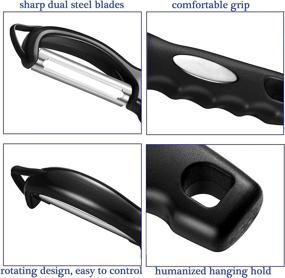 img 2 attached to 🥔 Durable Stainless Steel Kitchen Professional Vegetable Peeler with Built-In Blemish Remover and Swivel Design - Ideal Potato Peelers for Efficient Veggie Peeling