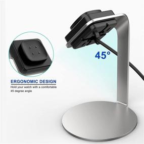 img 3 attached to ⚡ OenFoto Charger Dock for Fitbit Sense/Versa 3: Premium Charging Stand with USB Cable - Gray