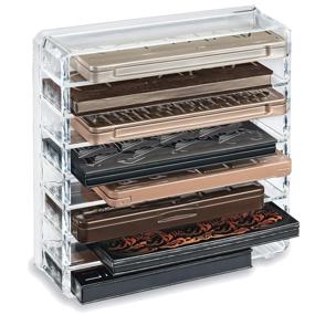 img 3 attached to 🎨 byAlegory Acrylic Makeup Palette Organizer - Clear, Set of 2 | Removable Dividers, Stand & Lay Flat Design, 8 Spaces for Standard Eyeshadow Palettes