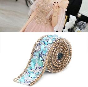 img 2 attached to 💎 19.6-inch Crystal Rhinestone Ribbon, Artificial Mesh Wrap Roll Chain Trim Banding Applique for Wedding Party Floral Arrangements(#02) - DIY