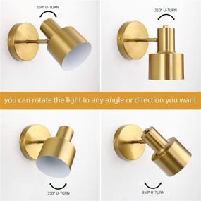 img 3 attached to 🌟 Golden Vintage Industrial Wall Sconces Set of 2: Adjustable Simplicity in E26 Lamp Fixture, Perfect for Bedside and Bathroom Vanity Lighting