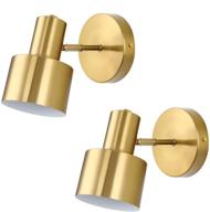 🌟 golden vintage industrial wall sconces set of 2: adjustable simplicity in e26 lamp fixture, perfect for bedside and bathroom vanity lighting логотип