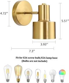 img 2 attached to 🌟 Golden Vintage Industrial Wall Sconces Set of 2: Adjustable Simplicity in E26 Lamp Fixture, Perfect for Bedside and Bathroom Vanity Lighting