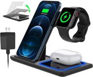 fcool foldable wireless charger: 3-in-1 charging station for apple watch se/6/5/4, airpods, iphone 12/se/11 pro/x/8 plus; 15w fast charger, qi-certified compatible with multiple phones logo