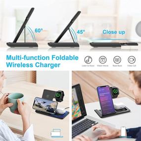 img 2 attached to FCOOL Foldable Wireless Charger: 3-in-1 Charging Station for Apple Watch SE/6/5/4, AirPods, iPhone 12/SE/11 Pro/X/8 Plus; 15W Fast Charger, Qi-Certified Compatible with Multiple Phones