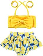 👶 adorable jeelligular toddler baby girl swimwear: bowknot stripe swimsuit bathing suit 2pcs bikini set logo