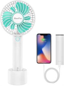 img 4 attached to 💨 HandFan Portable Handheld Fan with Power Bank - 5 Speeds Desk Table Fan - Rechargeable Small Makeup Fan for Women, Kids, Office, Travel