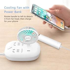 img 2 attached to 💨 HandFan Portable Handheld Fan with Power Bank - 5 Speeds Desk Table Fan - Rechargeable Small Makeup Fan for Women, Kids, Office, Travel