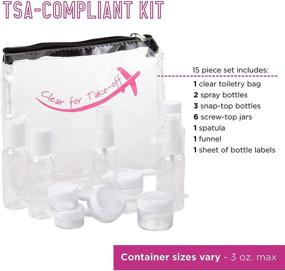 img 2 attached to 🛫 Miamica TSA Approved Travel Bottles and Toiletry Bag Set, 15-Piece, Transparent Pink