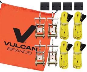 img 3 attached to 🚗 Maximize Vehicle Security with the Vulcan Classic Yellow Adjustable Loop Car Tie Down Kit - Complete Kit with 4 Straps and 4 Ratchets