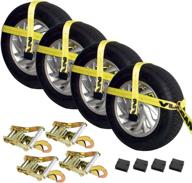 🚗 maximize vehicle security with the vulcan classic yellow adjustable loop car tie down kit - complete kit with 4 straps and 4 ratchets logo