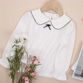 img 3 attached to MODNTOGA Off White Sleeve Collar Blouse: Stylish Girls' Tops, Tees & Blouses