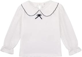 img 4 attached to MODNTOGA Off White Sleeve Collar Blouse: Stylish Girls' Tops, Tees & Blouses