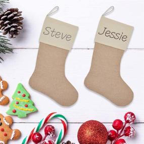 img 3 attached to 🧦 Set of 6 Plain Burlap Christmas Stockings, 18-Inch, Ideal for DIY Xmas Decor, Hanging on Fireplace