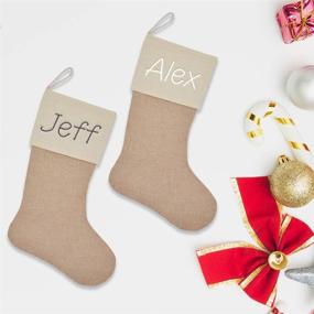 img 4 attached to 🧦 Set of 6 Plain Burlap Christmas Stockings, 18-Inch, Ideal for DIY Xmas Decor, Hanging on Fireplace