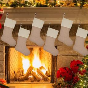img 2 attached to 🧦 Set of 6 Plain Burlap Christmas Stockings, 18-Inch, Ideal for DIY Xmas Decor, Hanging on Fireplace