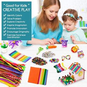 img 1 attached to 🎨 NSEN Craft Kit: 1200+ Piece All-in-One Arts and Crafts Supplies for Kids 4-8 with Gift Box - Perfect for Kindergarten, Homeschool & Crafting School