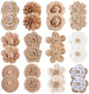 🌻 apiccred rustic burlap flowers for crafts - 24 pcs, 12 natural handmade styles - perfect for diy crafts, burlap decorations, bouquets, home weddings, christmas parties logo
