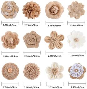 img 3 attached to 🌻 APICCRED Rustic Burlap Flowers for Crafts - 24 PCS, 12 Natural Handmade Styles - Perfect for DIY Crafts, Burlap Decorations, Bouquets, Home Weddings, Christmas Parties