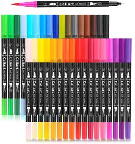 img 4 attached to 🎨 Caliart 34 Dual Brush Pens Art Markers - Fine & Brush Tip Coloring Markers for Kids and Adults - Ideal for Coloring Books, Bullet Journaling, Note Taking, Lettering, Calligraphy, Drawing - Craft Supplies