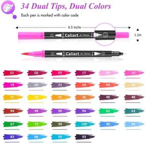 img 3 attached to 🎨 Caliart 34 Dual Brush Pens Art Markers - Fine & Brush Tip Coloring Markers for Kids and Adults - Ideal for Coloring Books, Bullet Journaling, Note Taking, Lettering, Calligraphy, Drawing - Craft Supplies