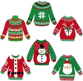 img 4 attached to 🎅 Праздничные уродливые свитеры на вечеринке: рождественские вырезы и самостоятельные бумажные вырезы