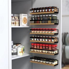 img 2 attached to Wall Mounted Spice Rack Organizer with 415 Labels - Pantry and Kitchen Cabinet Seasoning Organizer for Floating Shelves Storage in Bathroom and Kitchen, Black